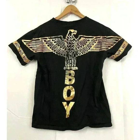 Boy London Black T-Shirt XS Men's Gold Accent Bird Short Sleeve Logo Embroidered - Picture 7 of 8